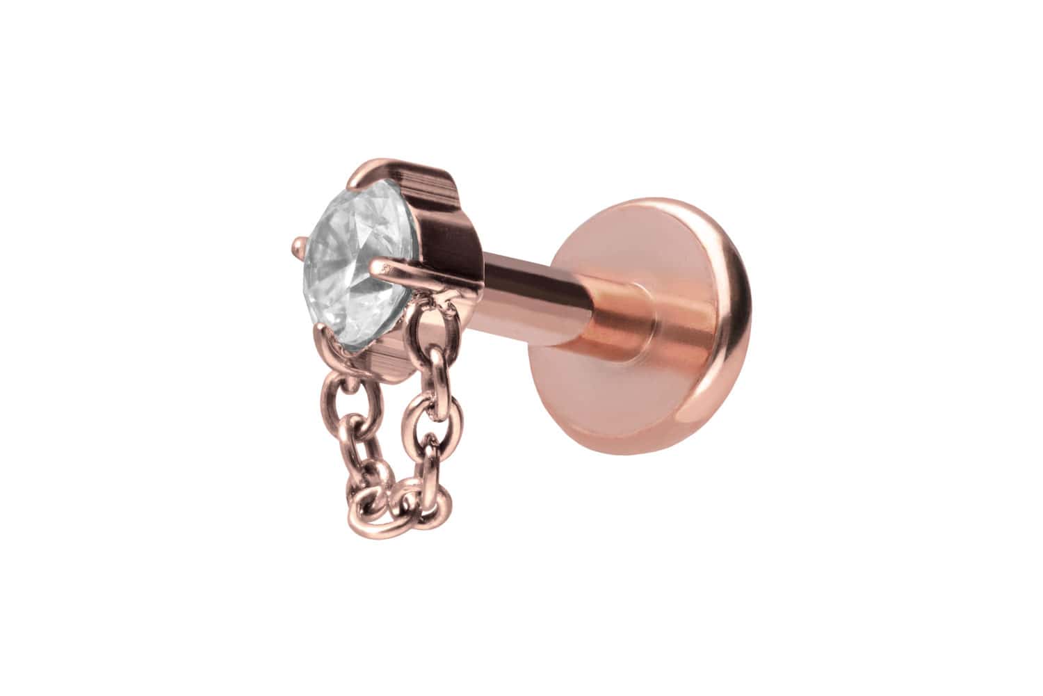 Titan Labret mit Push Fit KRISTALL + KETTE
